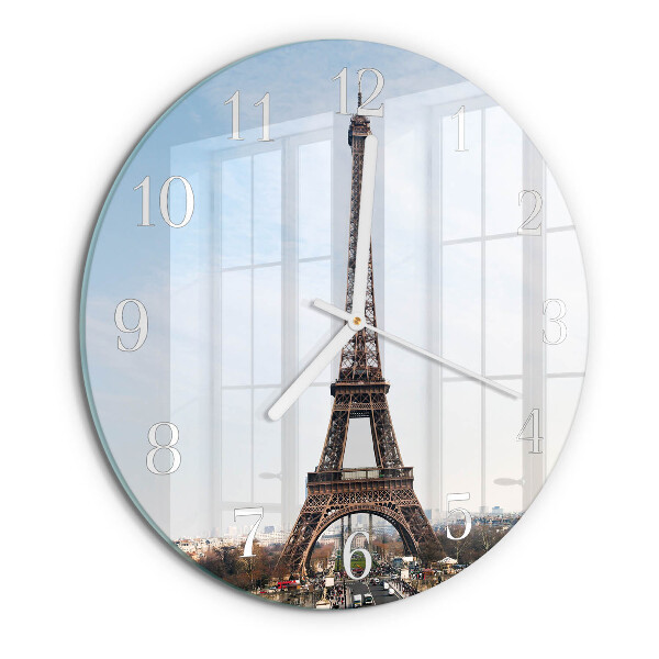 Ceas rotund de perete din sticlă Turnul Eiffel