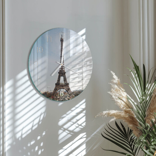 Ceas rotund de perete din sticlă Turnul Eiffel