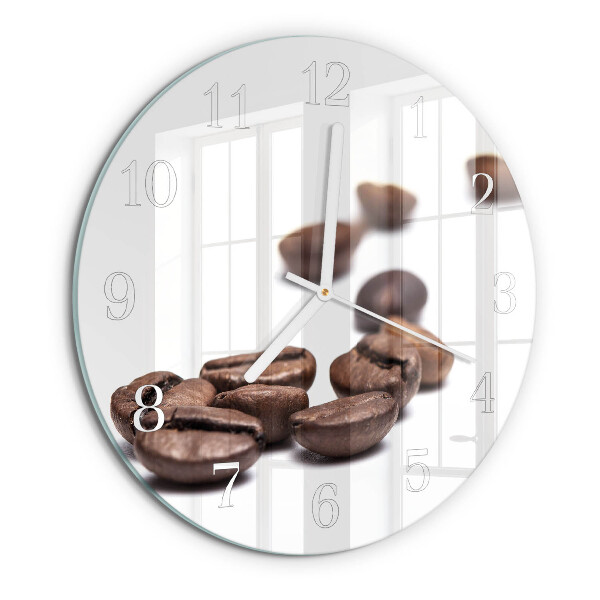 Ceas rotund de perete din sticlă Boabe de cafea