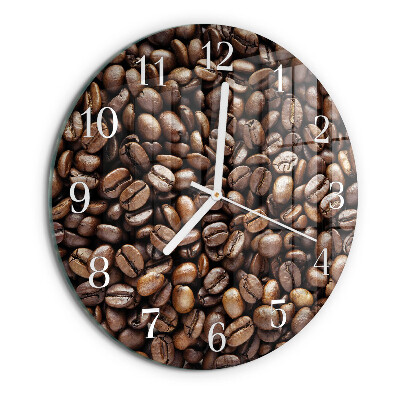 Ceas rotund de perete din sticlă Boabe de cafea