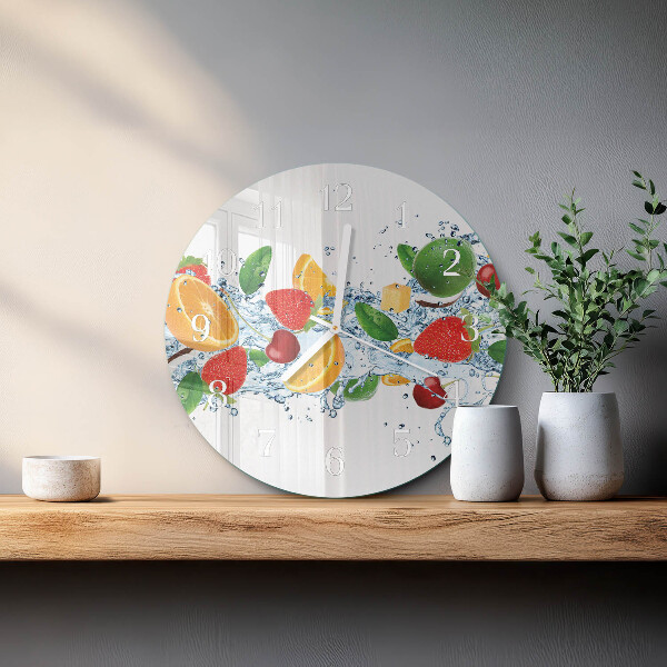 Ceas rotund de perete din sticlă Fructe