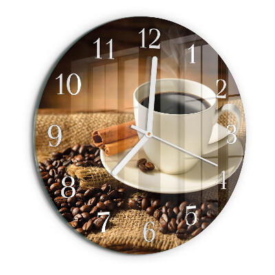 Ceas rotund de perete din sticlă Cafea