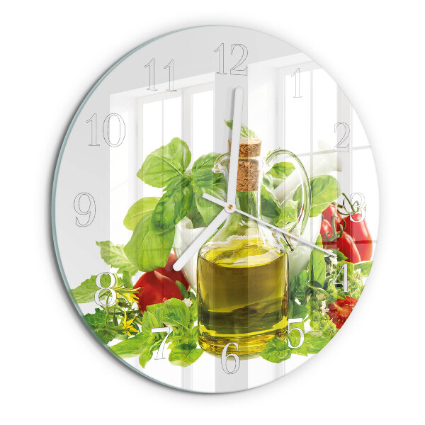 Ceas rotund de perete din sticlă Ulei de busuioc