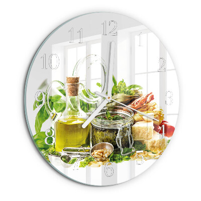 Ceas rotund de perete din sticlă Paste cu ulei