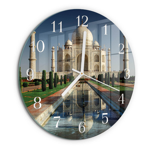 Ceas rotund de perete din sticlă Taj Mahal