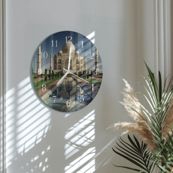 Ceas rotund de perete din sticlă Taj Mahal