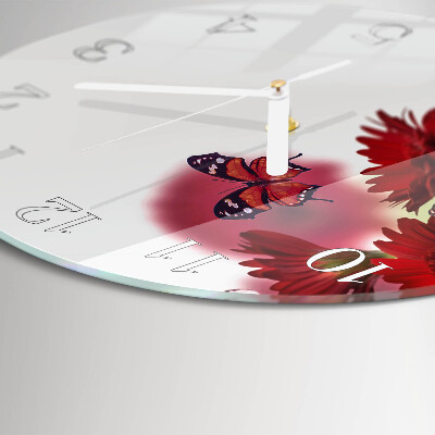 Ceas rotund de perete din sticlă Gerberă