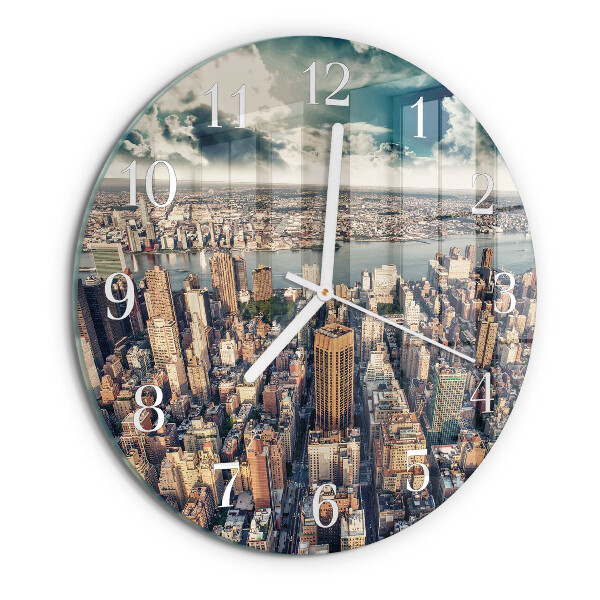 Ceas rotund de perete din sticlă New York