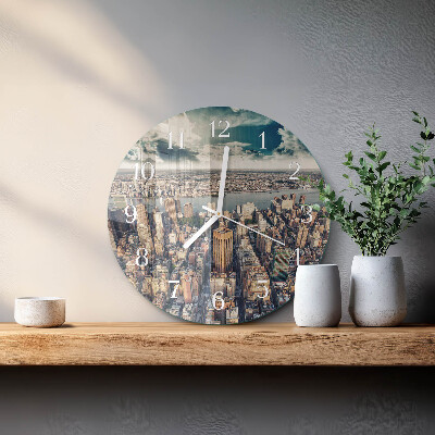 Ceas rotund de perete din sticlă New York
