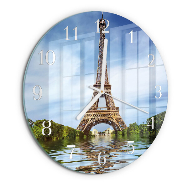 Ceas rotund de perete din sticlă Turnul Eiffel