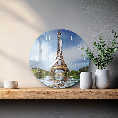 Ceas rotund de perete din sticlă Turnul Eiffel