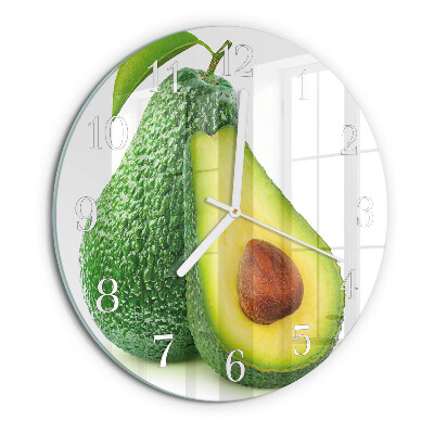 Ceas rotund de perete din sticlă Avocado