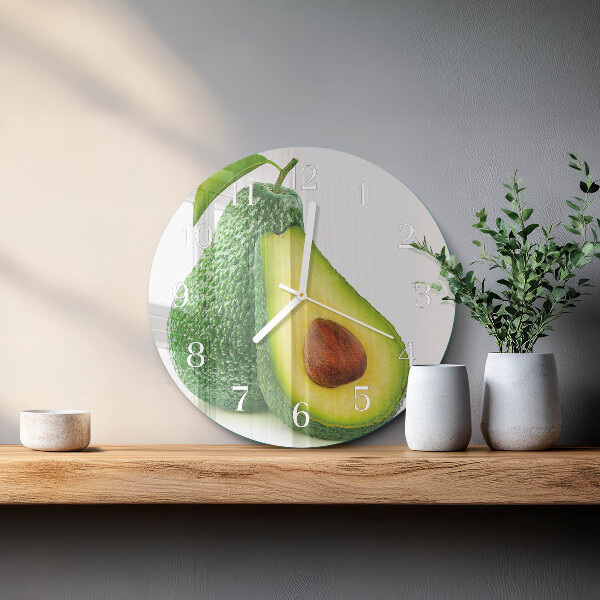 Ceas rotund de perete din sticlă Avocado