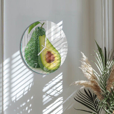 Ceas rotund de perete din sticlă Avocado