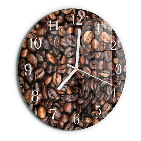 Ceas rotund de perete din sticlă Boabe de cafea