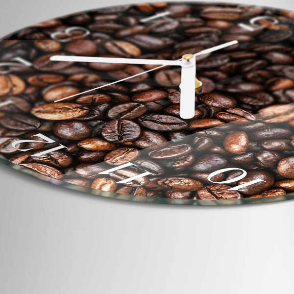 Ceas rotund de perete din sticlă Boabe de cafea