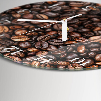 Ceas rotund de perete din sticlă Boabe de cafea