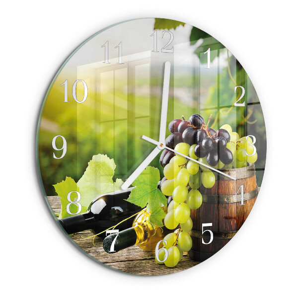 Ceas rotund de perete din sticlă Vin de struguri