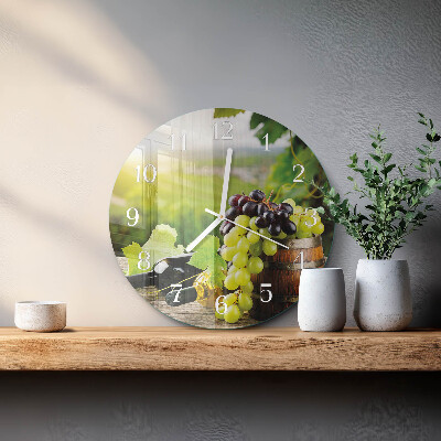 Ceas rotund de perete din sticlă Vin de struguri