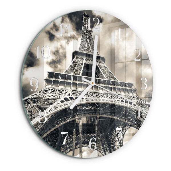 Ceas rotund de perete din sticlă Turnul Eiffel
