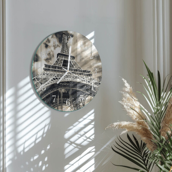 Ceas rotund de perete din sticlă Turnul Eiffel