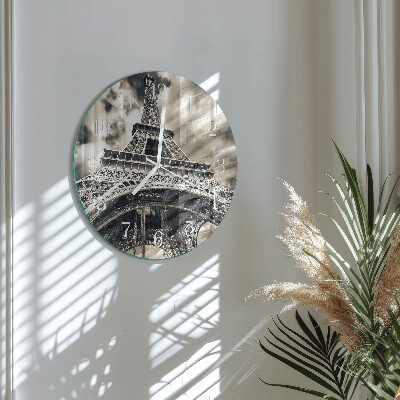 Ceas rotund de perete din sticlă Turnul Eiffel
