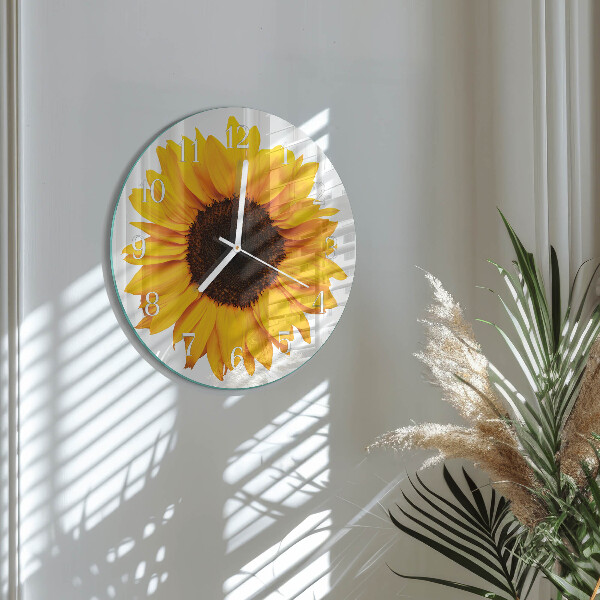 Ceas rotund de perete din sticlă Floarea-soarelui