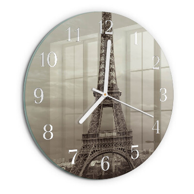 Ceas rotund de perete din sticlă Turnul Eiffel