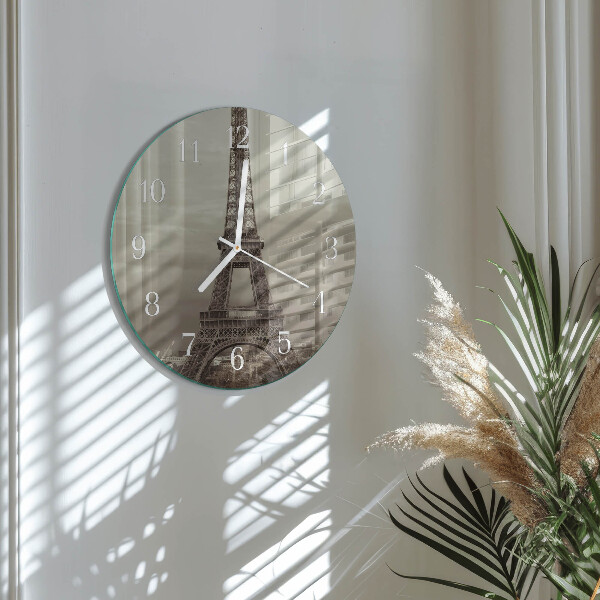 Ceas rotund de perete din sticlă Turnul Eiffel