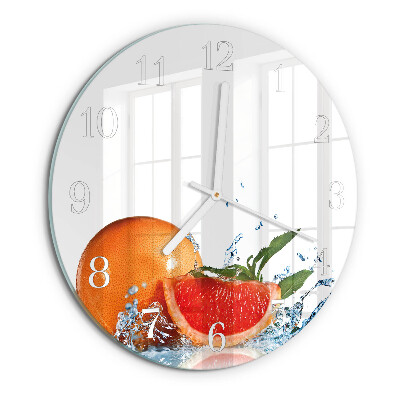 Ceas rotund de perete din sticlă Grapefruit