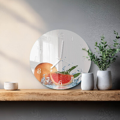 Ceas rotund de perete din sticlă Grapefruit