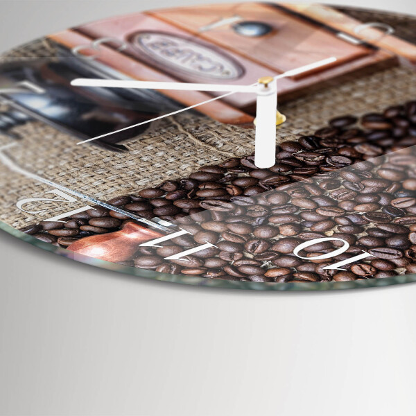 Ceas rotund de perete din sticlă Râșniță de cafea
