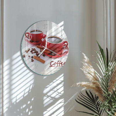 Ceas rotund de perete din sticlă Ceașcă de cafea