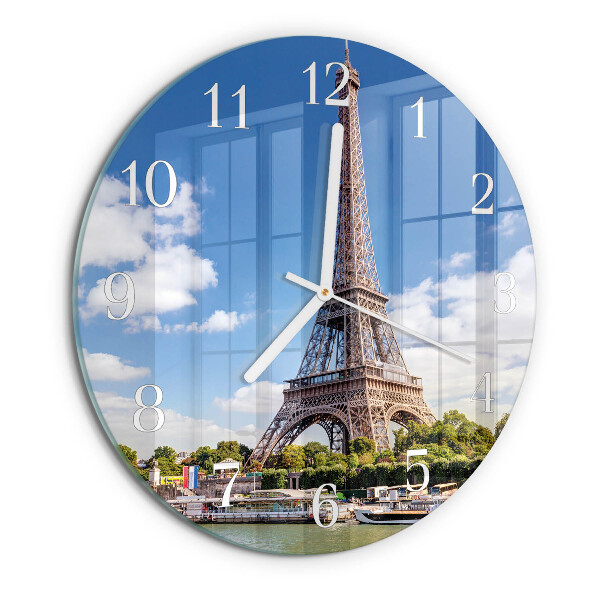 Ceas rotund de perete din sticlă Turnul Eiffel