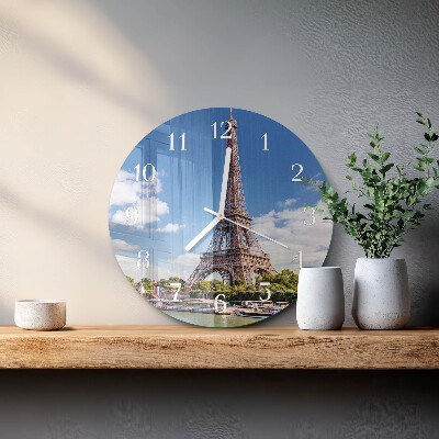 Ceas rotund de perete din sticlă Turnul Eiffel