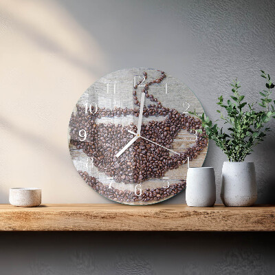Ceas rotund de perete din sticlă Boabe de cafea