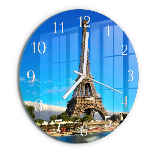 Ceas rotund de perete din sticlă Turnul Eiffel din Paris