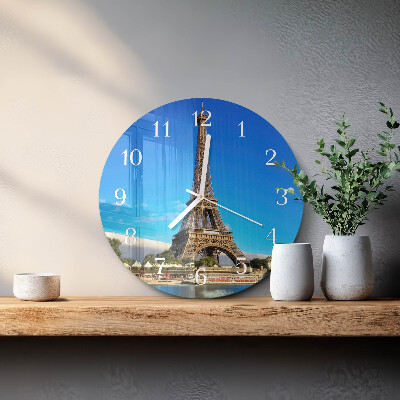 Ceas rotund de perete din sticlă Turnul Eiffel din Paris