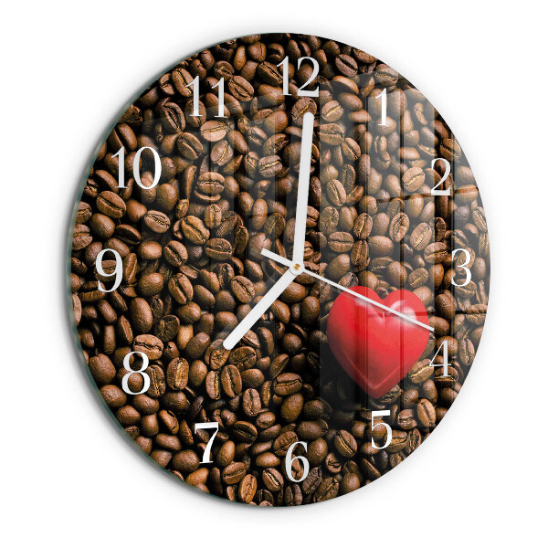 Ceas rotund de perete din sticlă Boabe de cafea