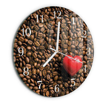 Ceas rotund de perete din sticlă Boabe de cafea