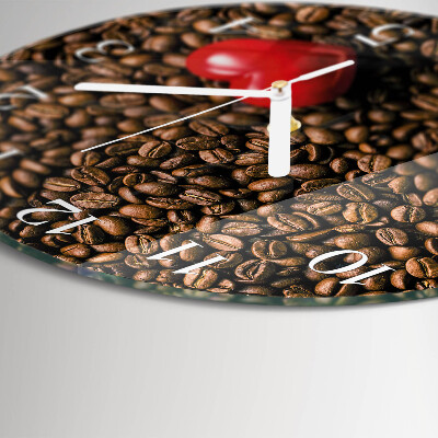 Ceas rotund de perete din sticlă Boabe de cafea