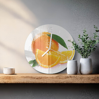 Ceas rotund de perete din sticlă Portocale