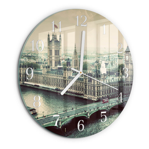 Ceas rotund de perete din sticlă Londra