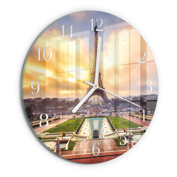Ceas rotund de perete din sticlă Turnul Eiffel