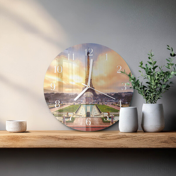 Ceas rotund de perete din sticlă Turnul Eiffel