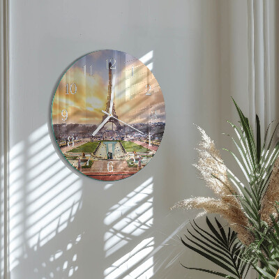 Ceas rotund de perete din sticlă Turnul Eiffel