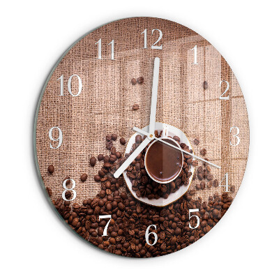 Ceas rotund de perete din sticlă Boabe de cafea