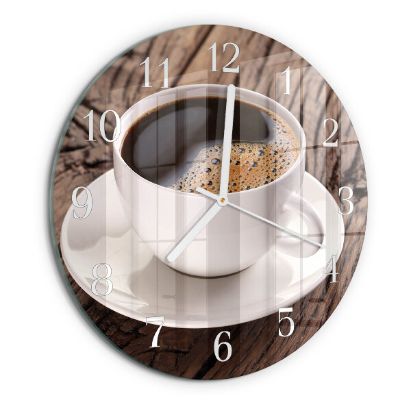 Ceas rotund de perete din sticlă Cafea