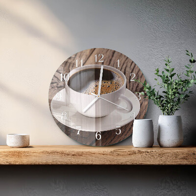 Ceas rotund de perete din sticlă Cafea
