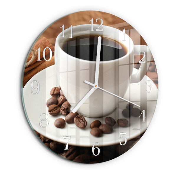 Ceas rotund de perete din sticlă Cafea